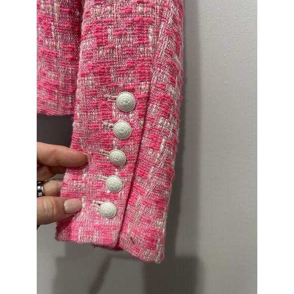 AUTH L'AGENCE Houndstooth Checked Tweed Cropped Jacket Blazer Coat 12 - Picture 3 of 9